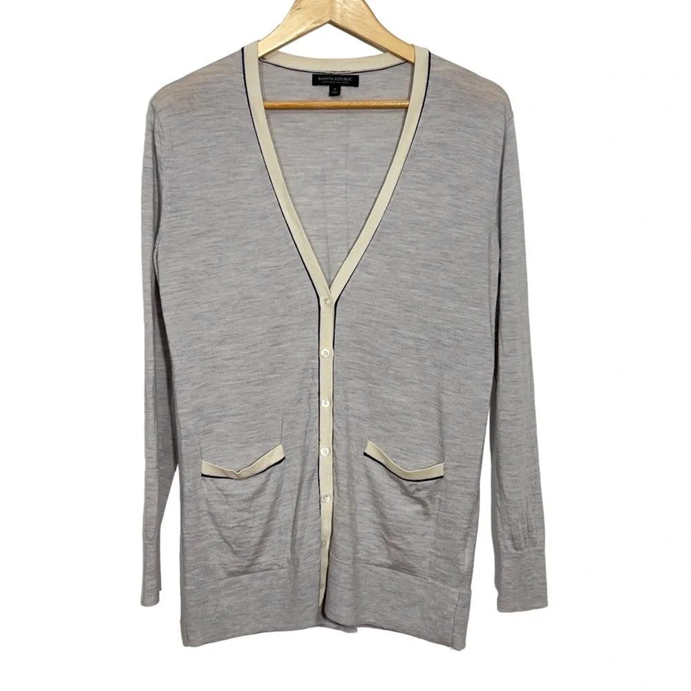 Banana Republic Mens Merino Wool Button Front Cardigan Sweater Fall Casual